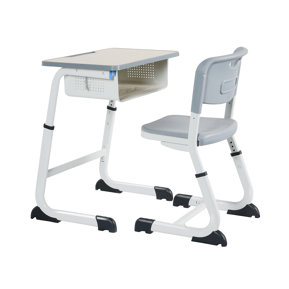 现代学校桌椅可调轻便学校家具学生桌椅带加固管框