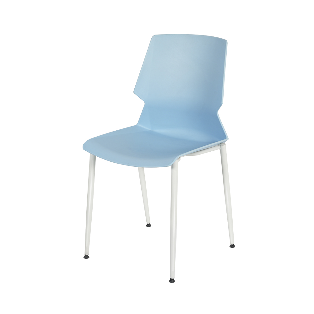 天蓝色塑料学校椅配哑光白色框架