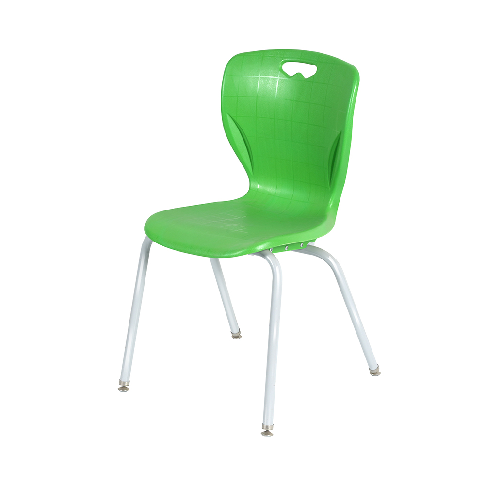 亮绿色塑料学校椅配金属腿