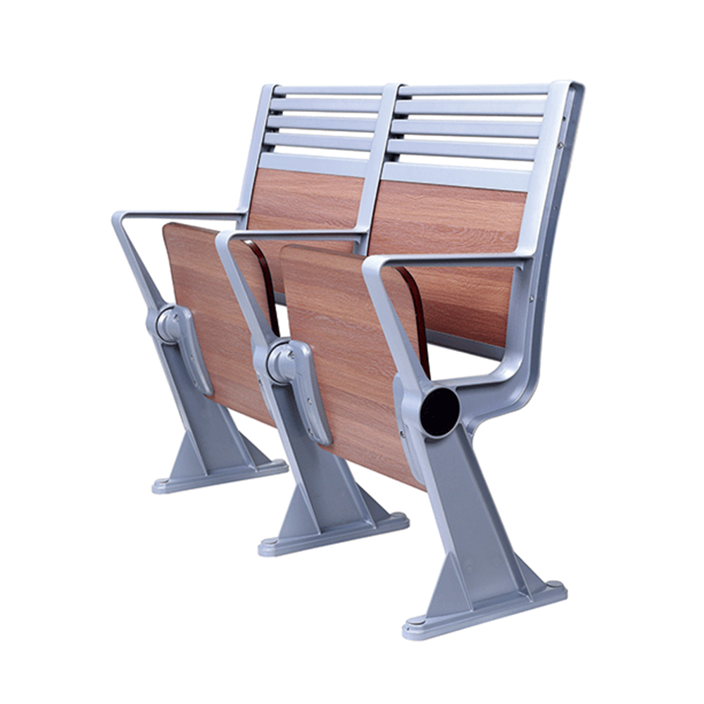热门教堂座椅节省空间现代金属木材混合阶梯教室排椅