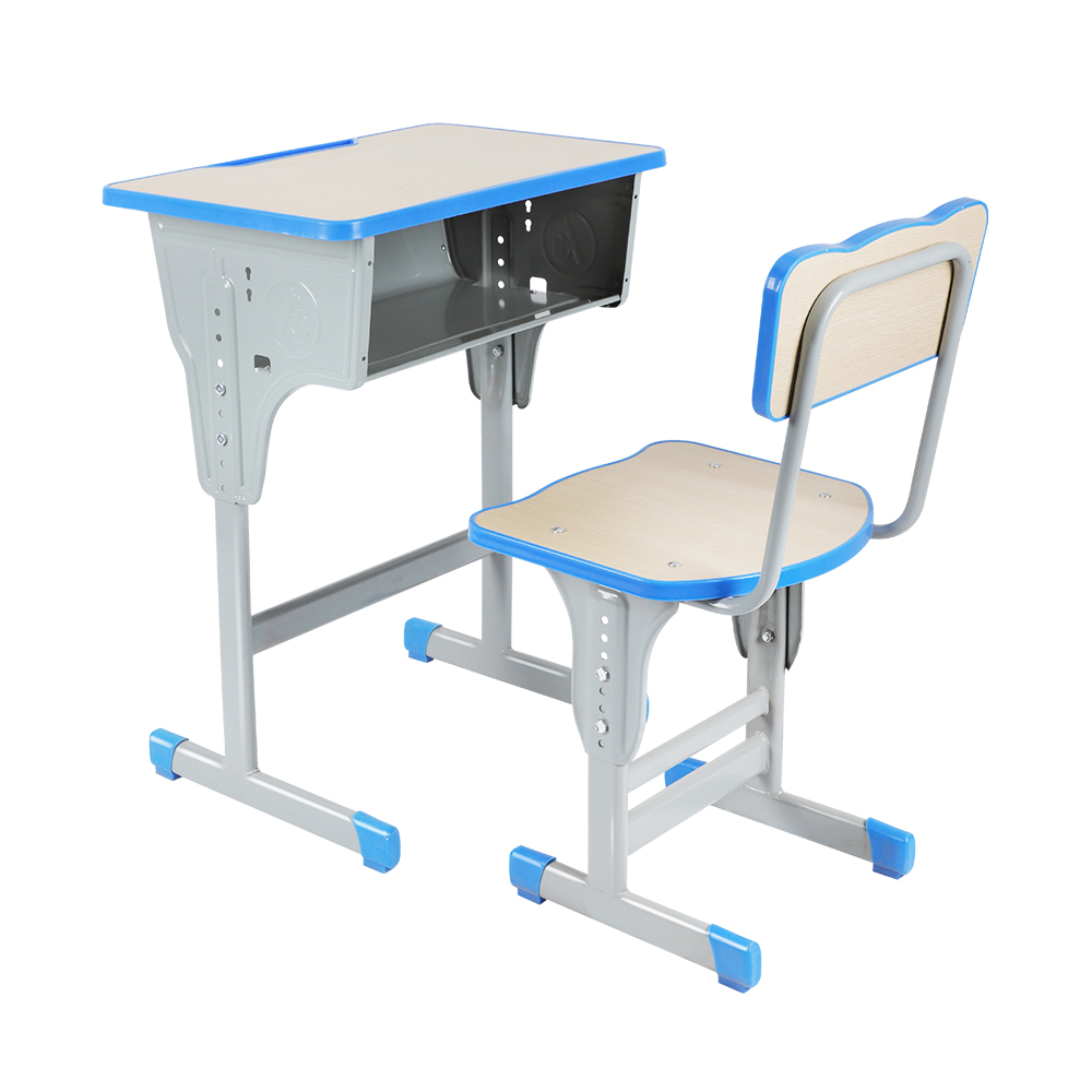 单柱高度可调学校桌椅套装（单层设计）