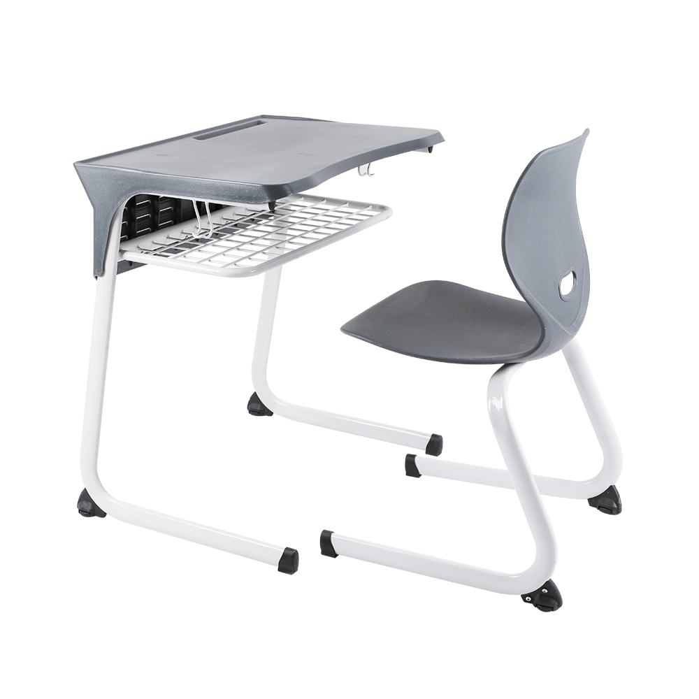 工厂直销学校桌带弯曲框架和储物架配加固管框